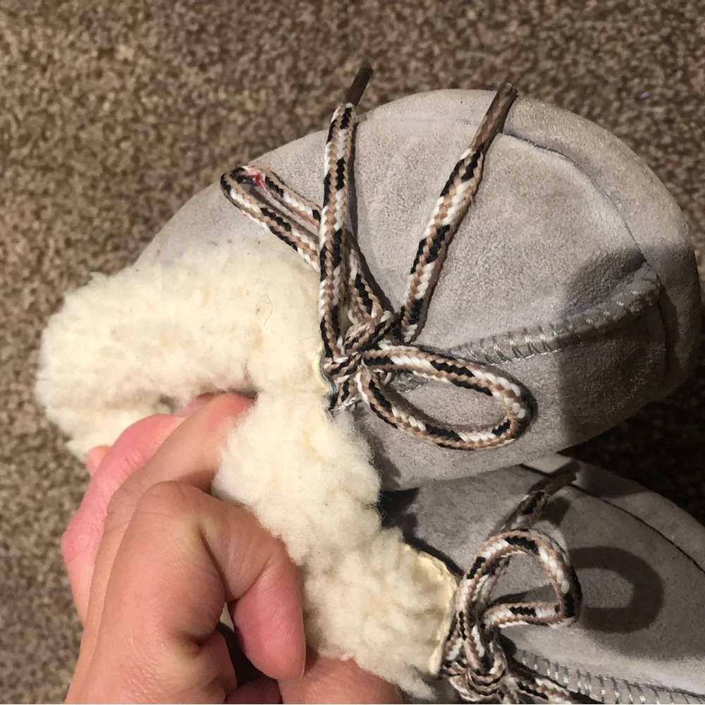 The Woolworks baby 5 unisex leather shearling wool sheepskin slippers moccasins